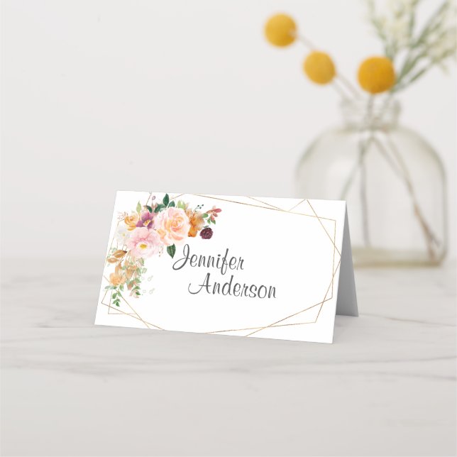 Carte De Placement Carte Rose Mariage Blush Et Burgundy (Devant)