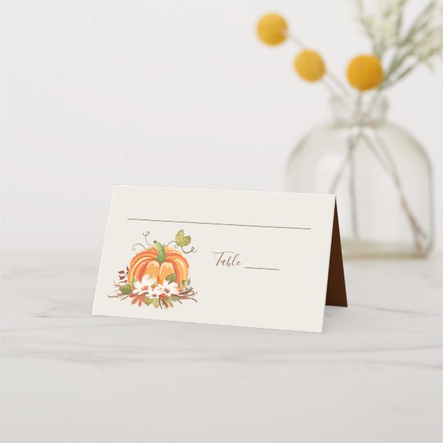 Carte De Placement Carte Rustique Citrouille Place Card Automne Douch (Devant)