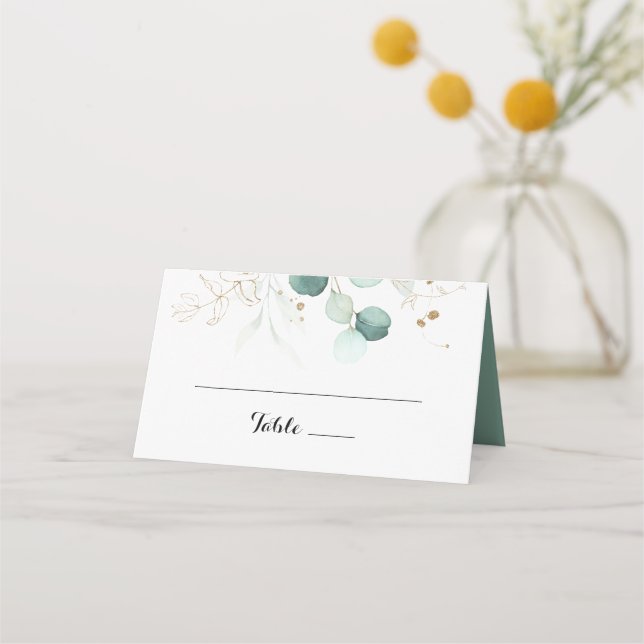 Carte De Placement Carte Rustique Eucalyptus Gold Floral Mariage Plac (Devant)