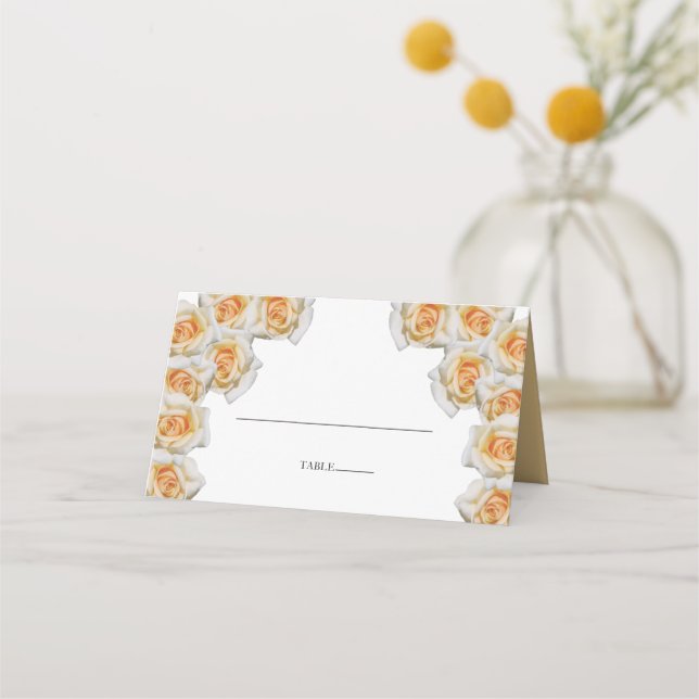 Carte De Placement Carte Rustique Orange Mariage Rose (Devant)