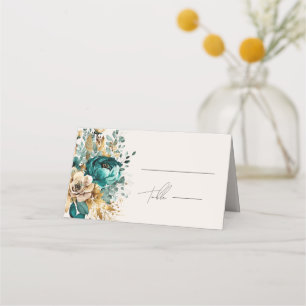 Carte De Placement Carte turquoise Gold Luxe Floral Mariage Place