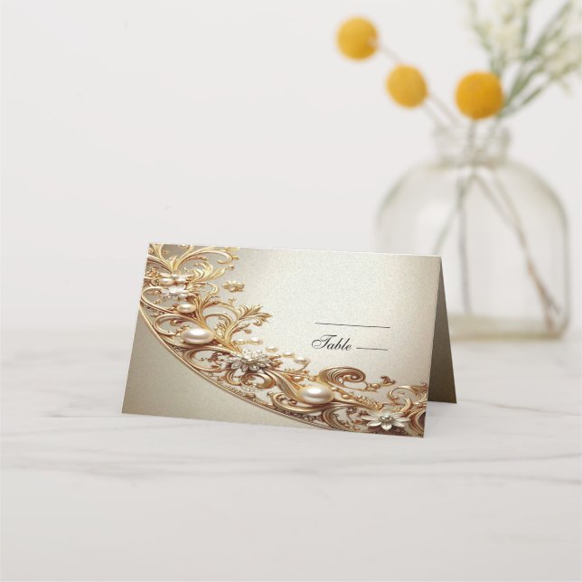 Carte De Placement Carton de table à motif doré orné (Devant)