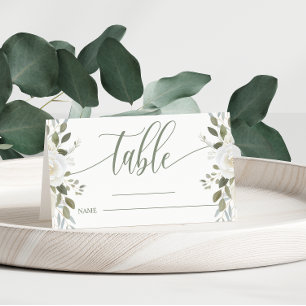 Carte De Placement Carton de Table Élégant Floral Mariage Ivoire et S