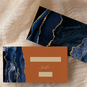 Carte De Placement Carton d'escorte de mariage bleu marine or agate o