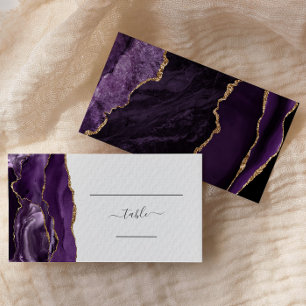 Carte De Placement Carton d'escorte de mariage chic en agate or viole