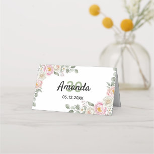 Carte De Placement Carton élégant de table avec motif floral et numér