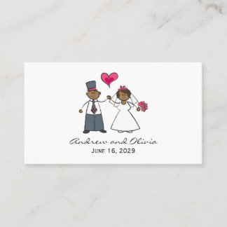 Carte De Placement Cartoon Mariage mariée et mariée Fuchsia Coeur