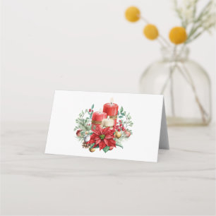 Carte De Placement Centerpiece de bougie avec Poinsettia Flower