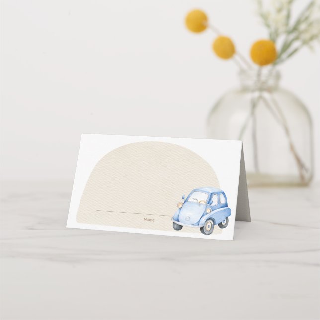 Carte De Placement C'est Un Garçon Bleu Boho Baby shower Voiture Toy (Devant)