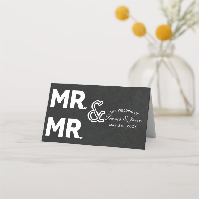 Carte De Placement Chalkboard Chalk MR & MR Gay Mariage Table assise (Devant)