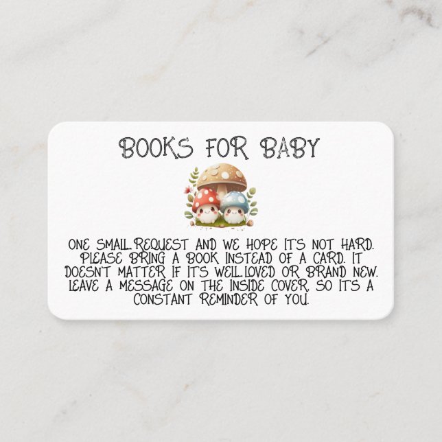 Carte De Placement Champignons Apportez un livre baby shower Plat Pla (Devant)