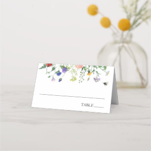 Carte De Placement Champs fleurs sauvages et abeilles bourdonnantes N