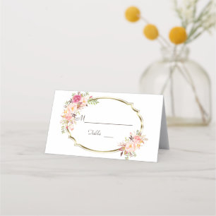 Carte De Placement Charm Blush rose Floral Or Mariage Numéro de table