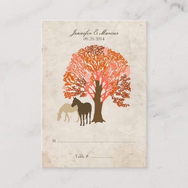 Carte De Placement Chevaux d'automne orange et Brown (Devant)