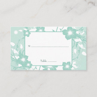Carte De Placement Chic aqua turquoises tourbillons floraux mariage c