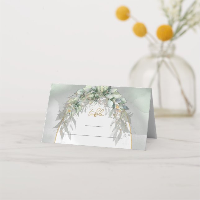 Carte De Placement Chic aquarelle verdure et cadre or carte place (Devant)