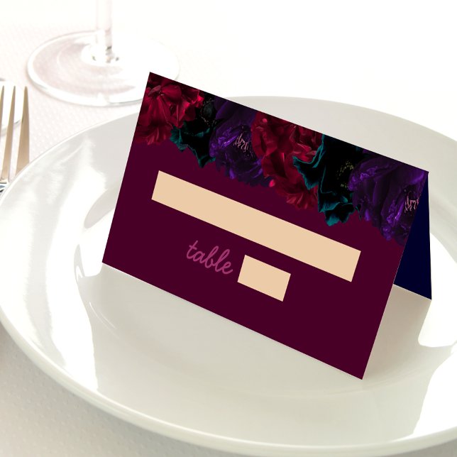 Carte De Placement Chic bijou tons floral bordeaux mariage (Créateur téléchargé)