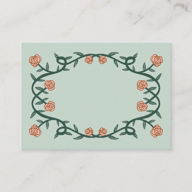 Carte De Placement Chic cadre Rose élégant Botanique Floral VertRose (Devant)
