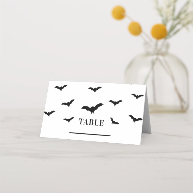 Carte De Placement Chic de fête d'Halloween élégant avec chauves-sour (Devant)