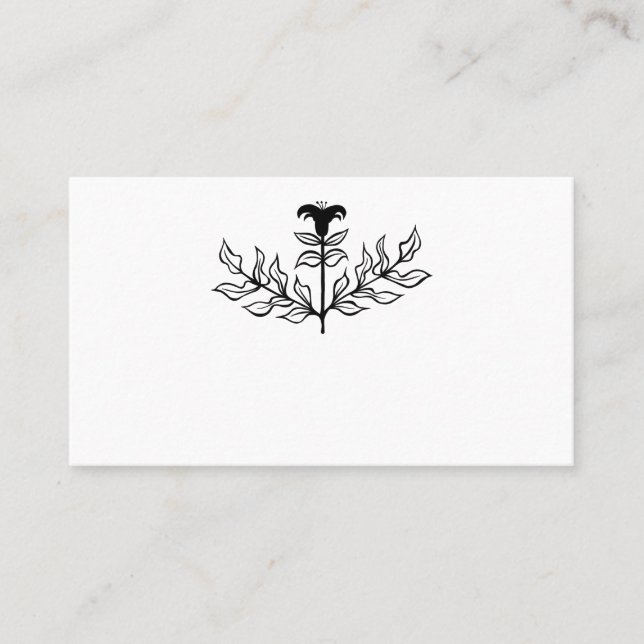 Carte De Placement Chic Elegant Simple Noir & Blanc Lily Line Art (Devant)
