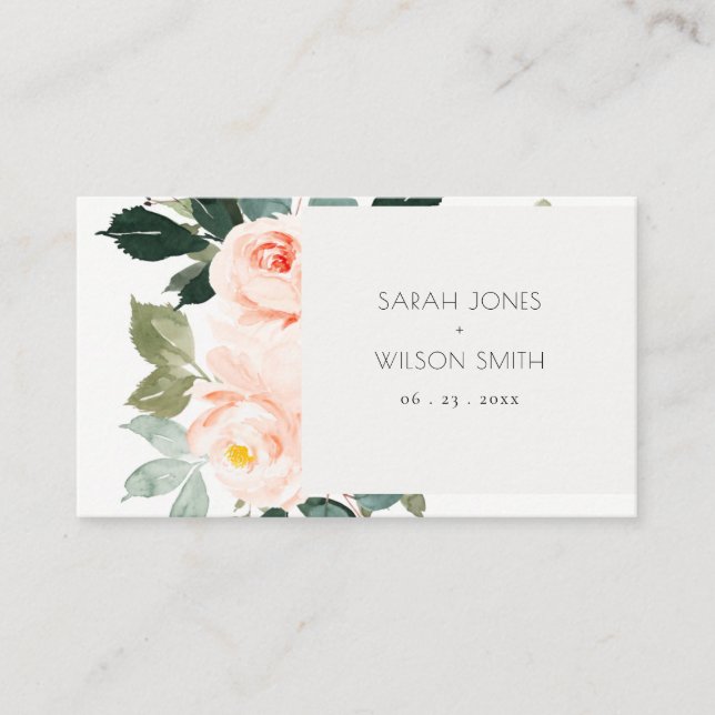 Carte De Placement Chic Eucalyptus Blush Rose rose Mariage floral (Devant)