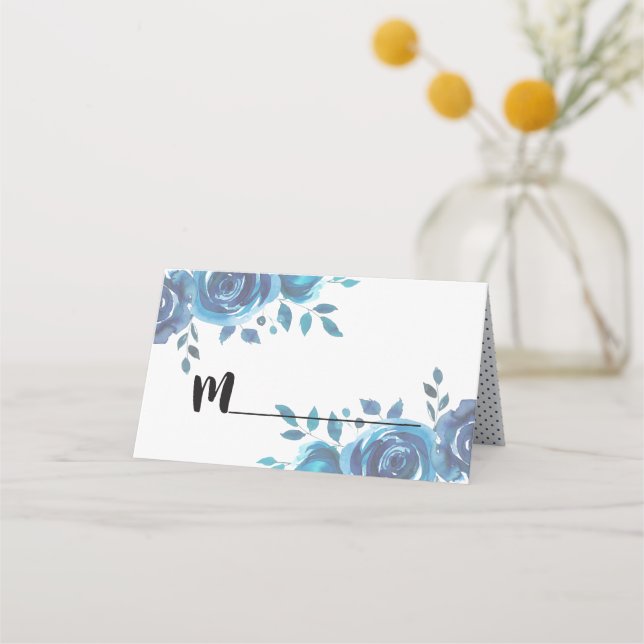 Carte De Placement Chic Floral Mariage Numéro de table Nom du siège (Devant)