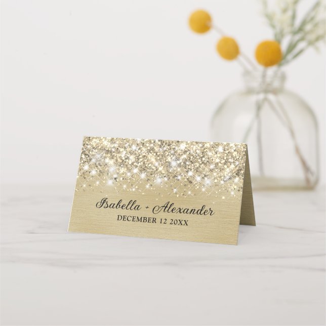 Carte De Placement Chic Glittery Gold Foil Personnalisé Carte Place (Dos)
