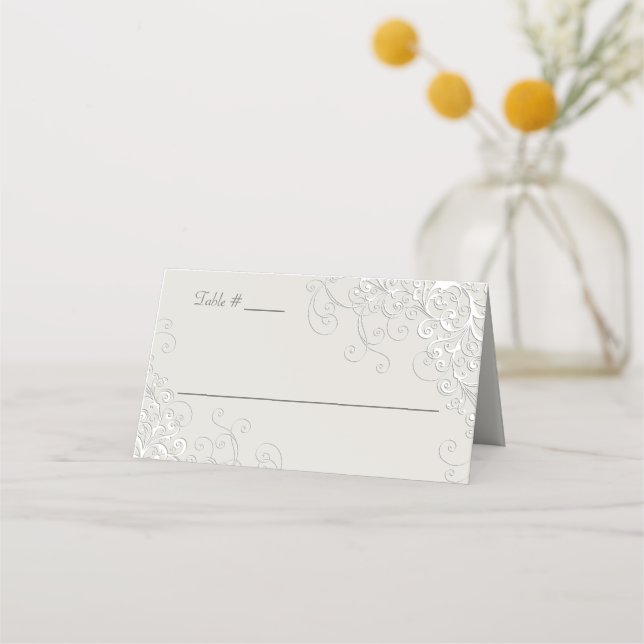 Carte De Placement Chic ivoire et blanc classique Mariage style tente (Devant)