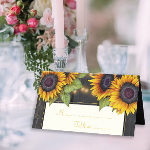 Carte De Placement Chic mariage table rustique tournesol bois chic