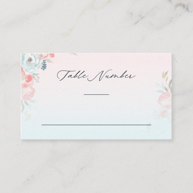 Carte De Placement Chic Ombre French Garden Wedding Numéro De Table (Devant)