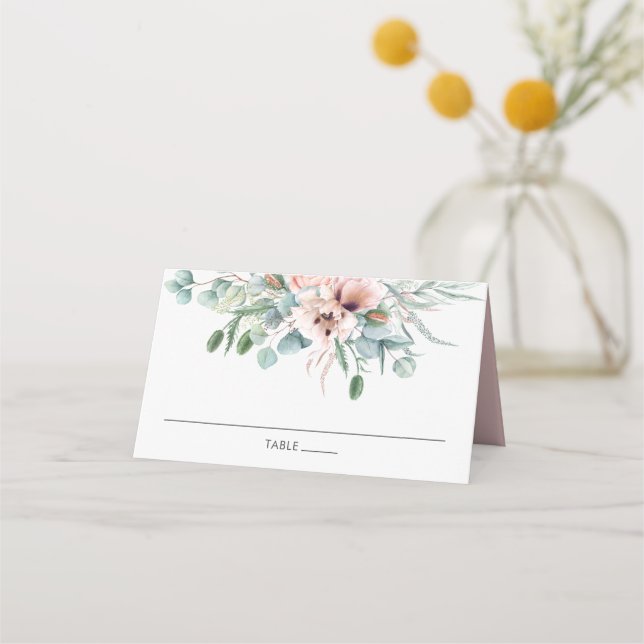 Carte De Placement Chic Pastel Blush rose Floral Mariage (Devant)