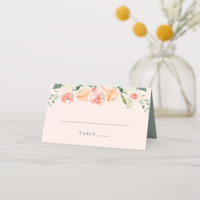 Carte De Placement Chic Peach Blush Spring Mariage floral (Devant)