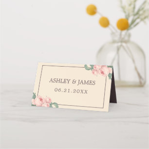 Carte De Placement Chic rose rose rose Vintage ivoire Bourgogne Maria