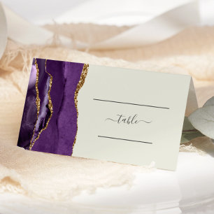 Carte De Placement Chic violet or Agate Mariage ivoire