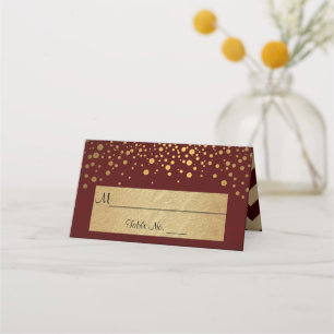 Carte De Placement Chiffres Dark Maroon et Gold Chevron et Confetti 2