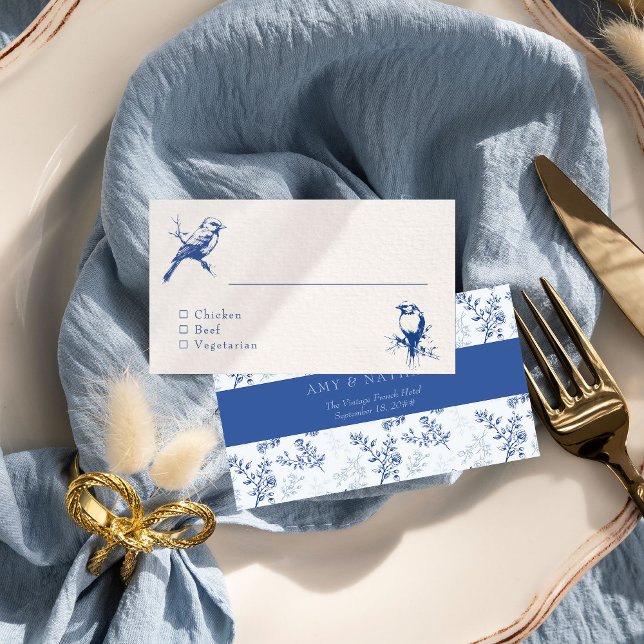 Carte De Placement Chinoiserie double face Mariage bleu (Wedding name place card from Chinoiserie Wedding Collection by Darling & May)