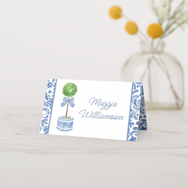 Carte De Placement Chinoiserie Watercolor Bow Topiecards (Devant)