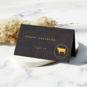 Carte De Placement Choix de Nourriture de Mariage de Boeuf Chic Noir