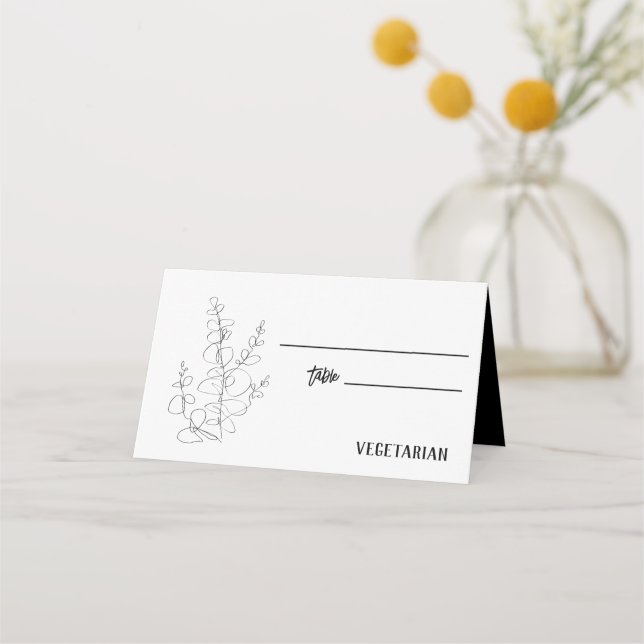 Carte De Placement Choix de repas Mariage Eucalyptus (Devant)