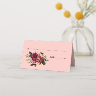 Carte De Placement Chrysanthème romantique sur Gossamer Pink Place Ca