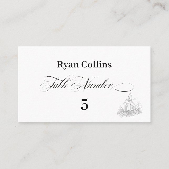Carte De Placement Church Calligraphy Place Cards (Devant)
