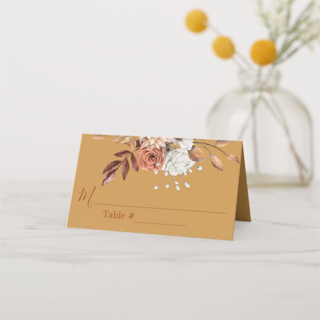 Carte De Placement Chute Floral Flowers Gold Mariage Carte Place (Devant)