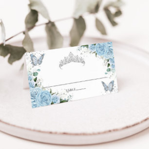 Carte De Placement Ciel Bleu Floral Papillons Quinceañera XV 16