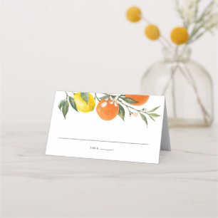 Carte De Placement Citron botanique et Mariage d'été Orange Garland