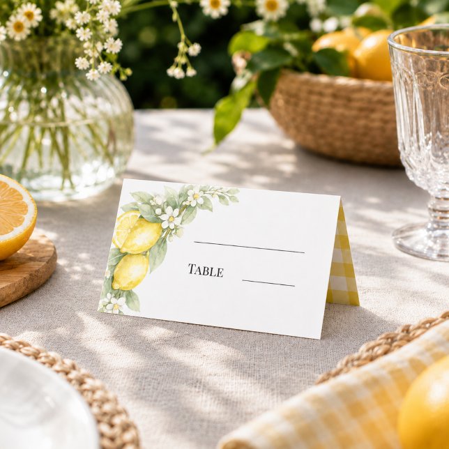 Carte De Placement Citrons jaune citrique vichy fête de jardin (Créateur téléchargé)