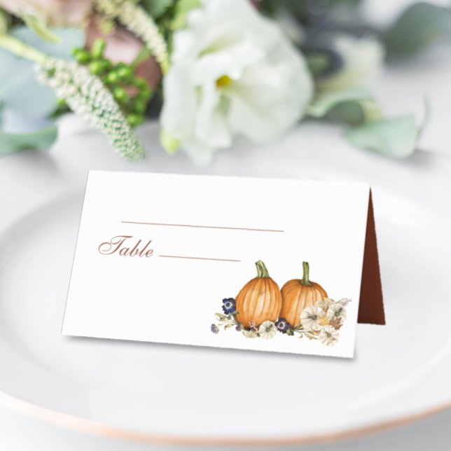 Carte De Placement Citrouille botanique Rustique Mariage de automne d (Créateur téléchargé)