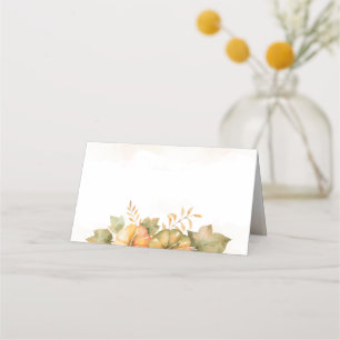 Carte De Placement Citrouille Feuille de rouille Grâces famille Thank