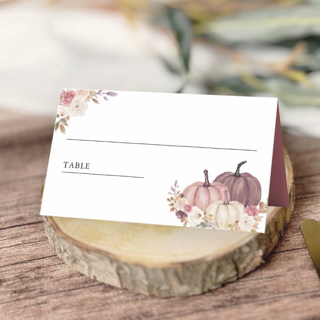 Carte De Placement Citrouille fleurie rose poudré (Créateur téléchargé)
