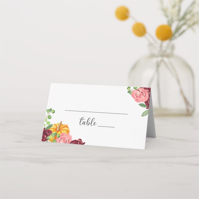 Carte De Placement Citrouille florale de Bourgogne  (Devant)