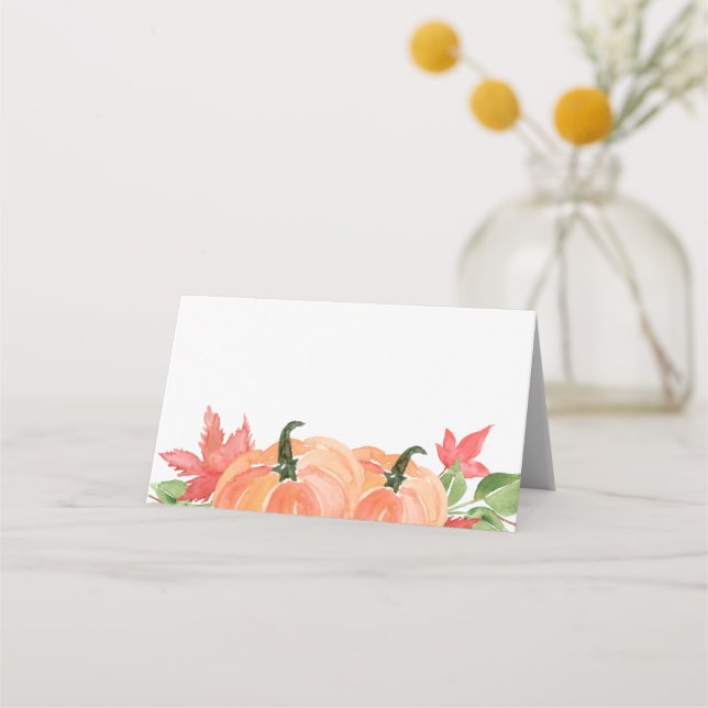 Carte De Placement Citrouilles d'aquarelle Swag Mariage d'automne (Devant)